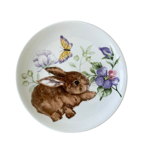 MAXCERA Spring Easter Bunny Rabbit Appetizer Dessert Plates 6" Floral Set 4 NEW - Picture 16 of 16